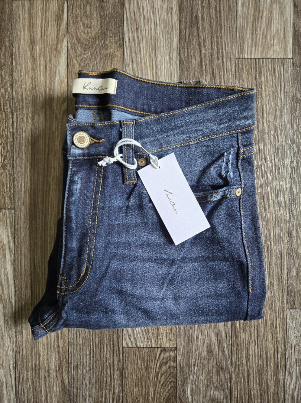NWT- KanCan Estilo Dark Blue Mid-Rise Distressed Skinny Jean Women's Size 29 - Picture 2 of 9